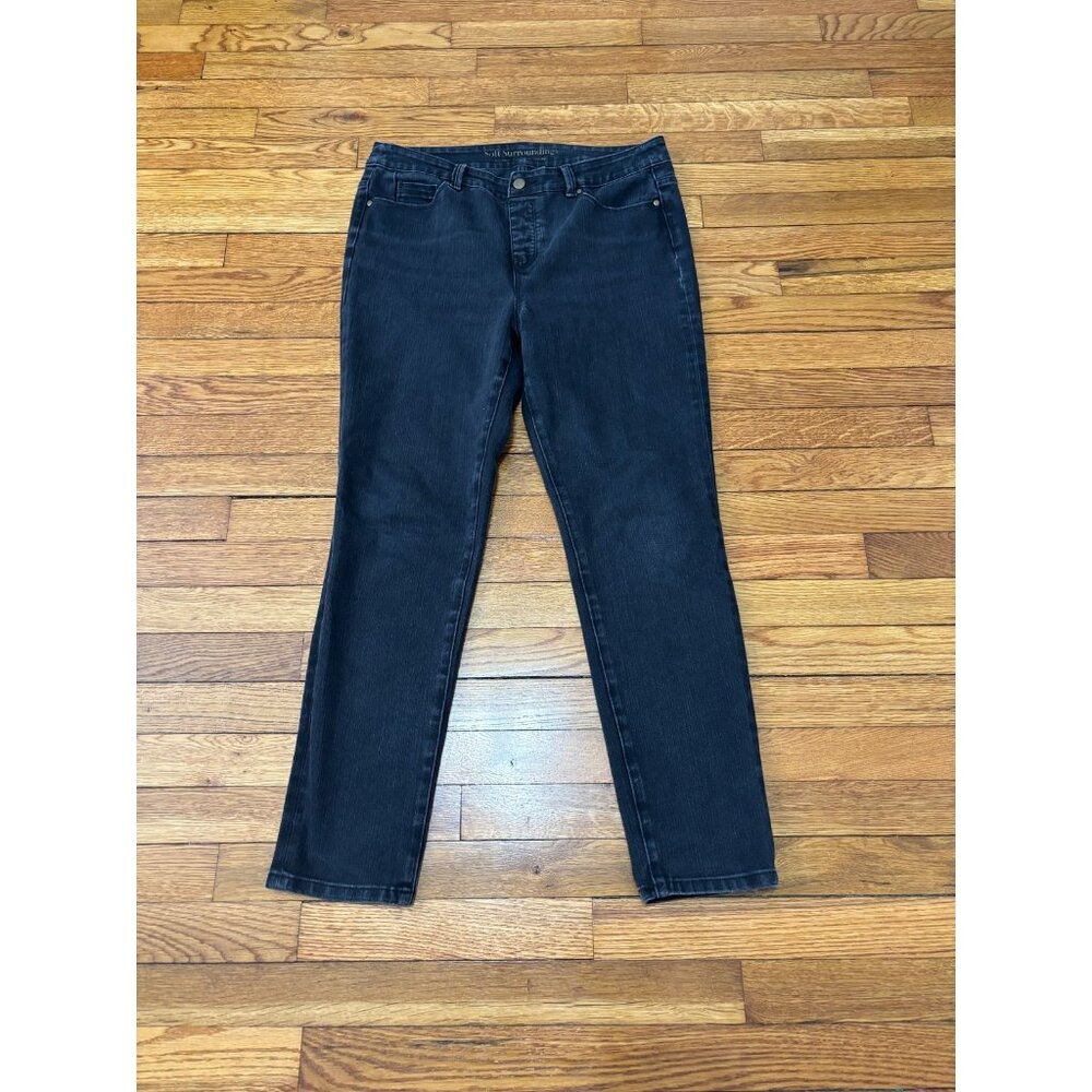 Soft Surroundings Women's Jeans Size Medium 34x28 Black Stretch Denim Pants